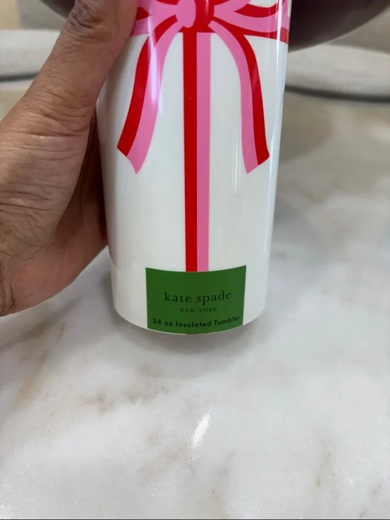 Kate Spade New York bow tumbler with straw 16 oz - Picture 3 of 5